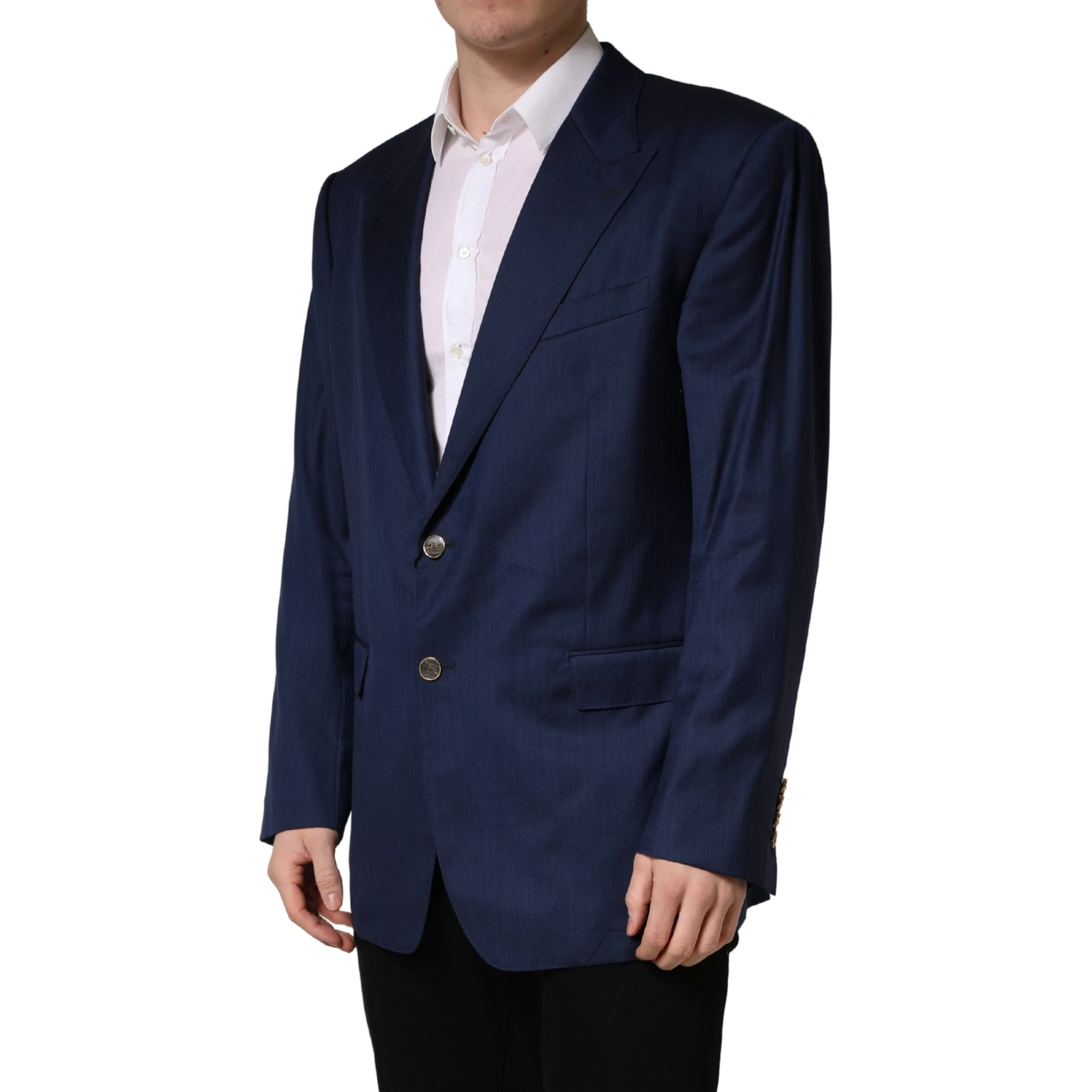 Blue Single Breasted 2 Button Suit Jacket