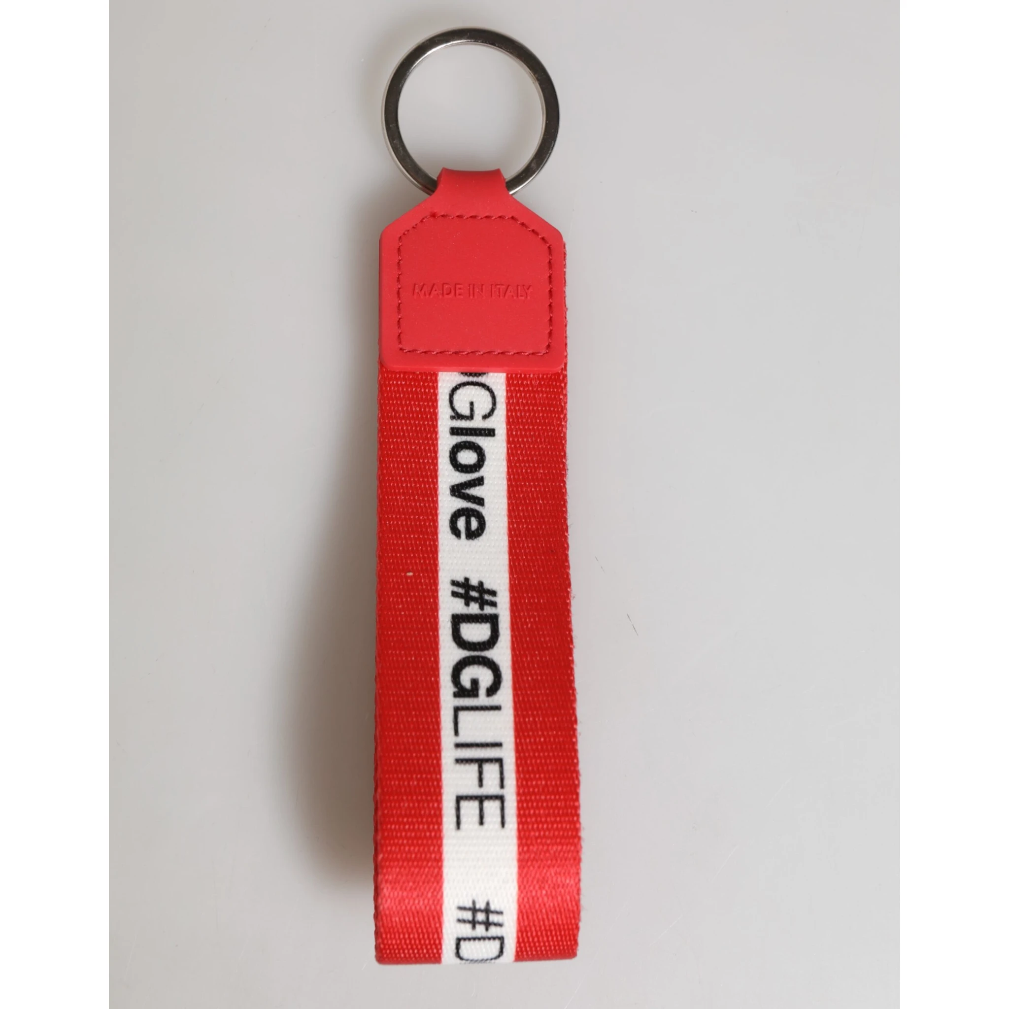 Red Logo Polyester Silver Brass Holder Keychain Keyring