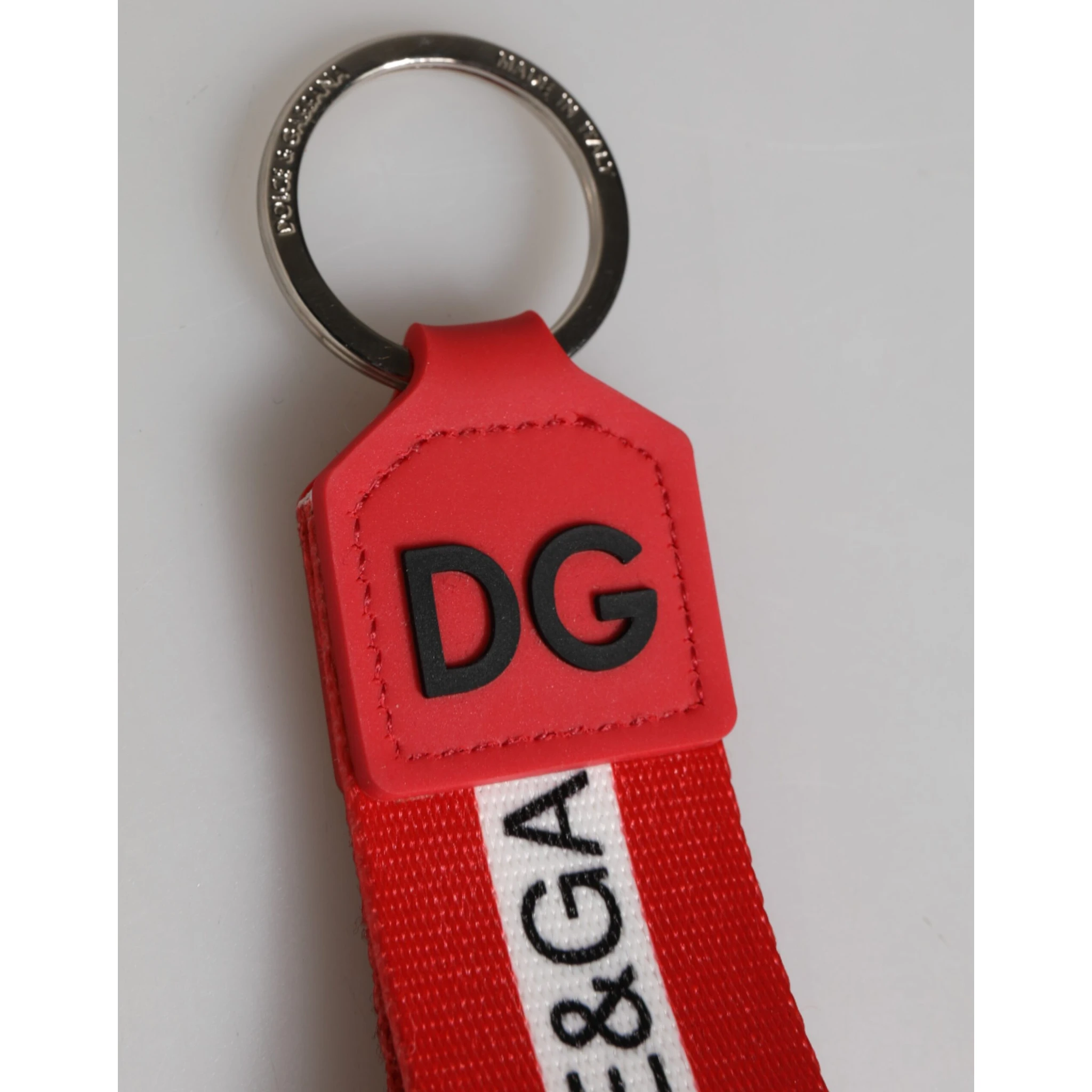 Red Logo Polyester Silver Brass Holder Keychain Keyring