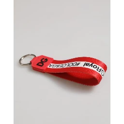 Red Logo Polyester Silver Brass Holder Keychain Keyring