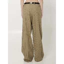 Pinstriped virgin wool and linen trousers