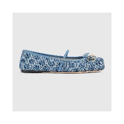 Ballets flat in denim with Horsebit