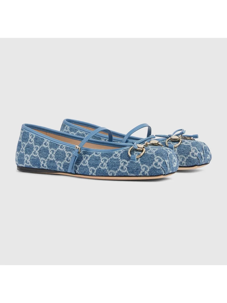 Ballets flat in denim with Horsebit alternative