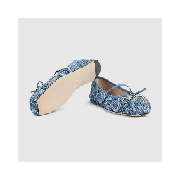 Ballets flat in denim with Horsebit