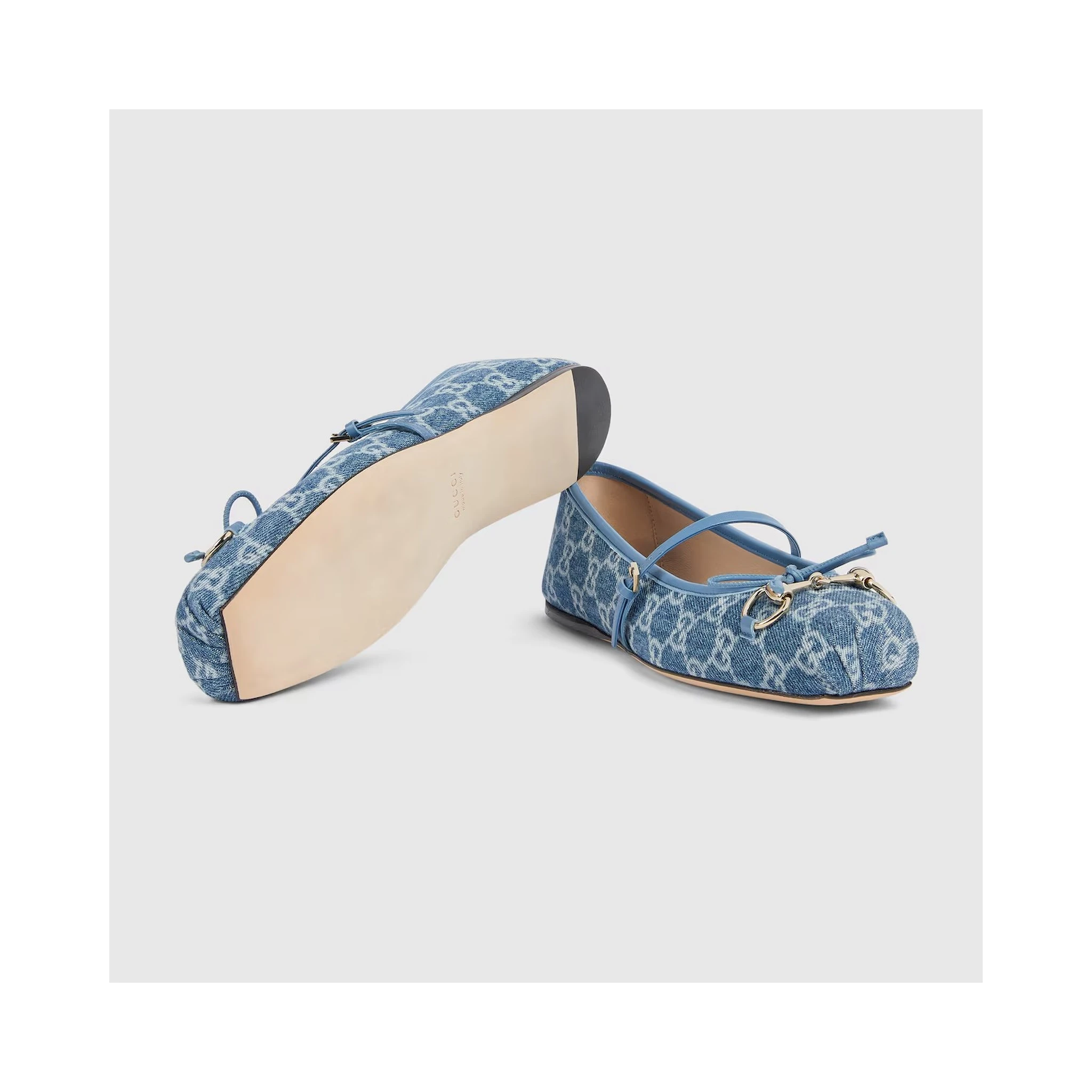 Ballets flat in denim with Horsebit