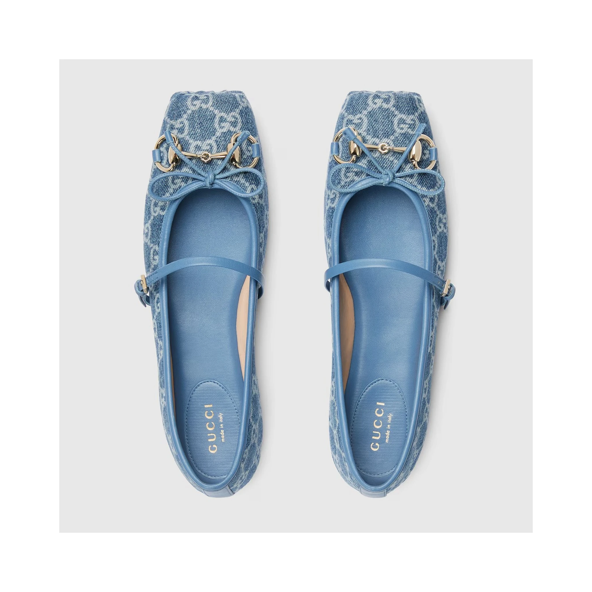 Ballets flat in denim with Horsebit