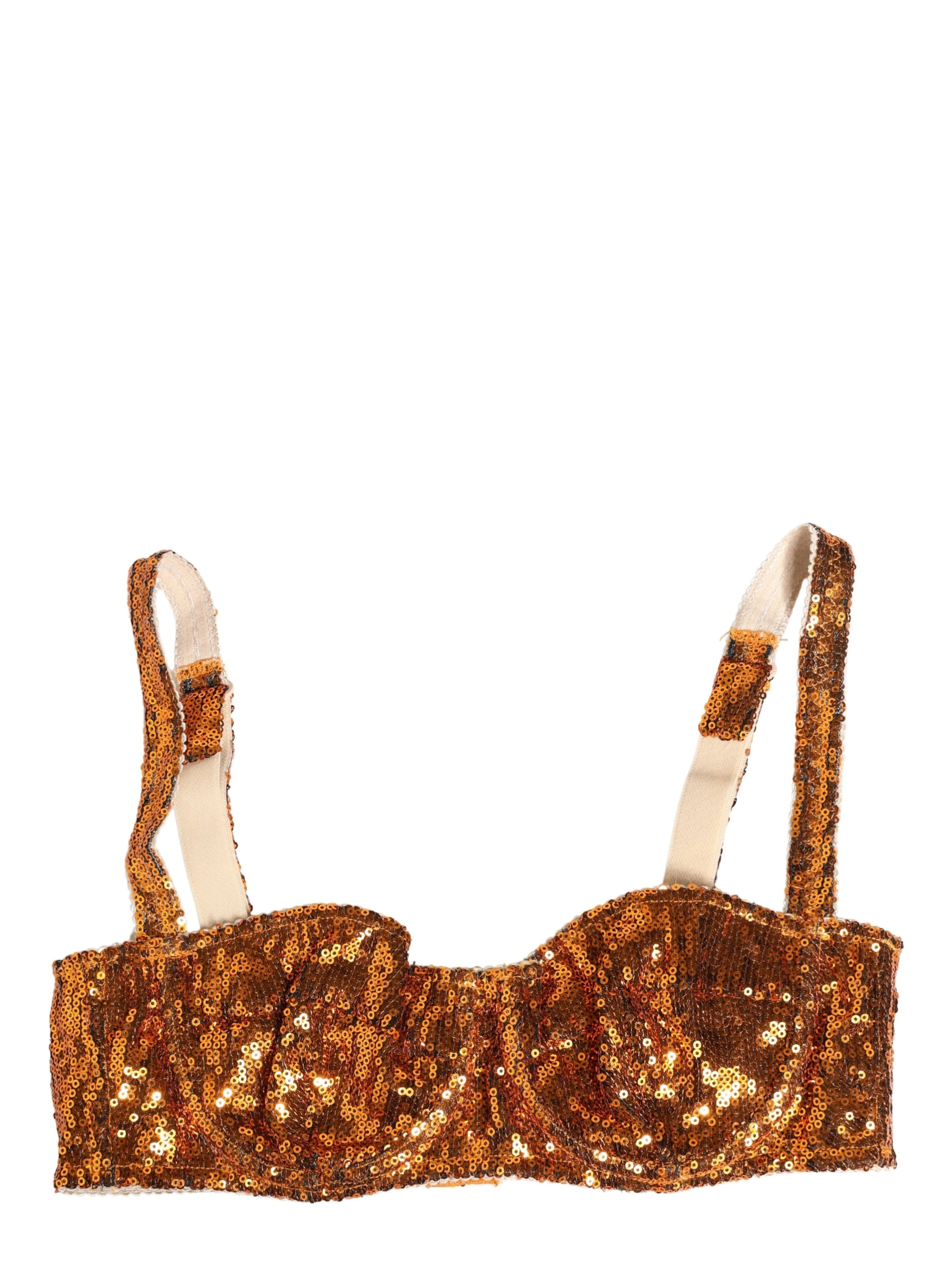 Gold Sequined Nyon Balconnet Bra Underwear