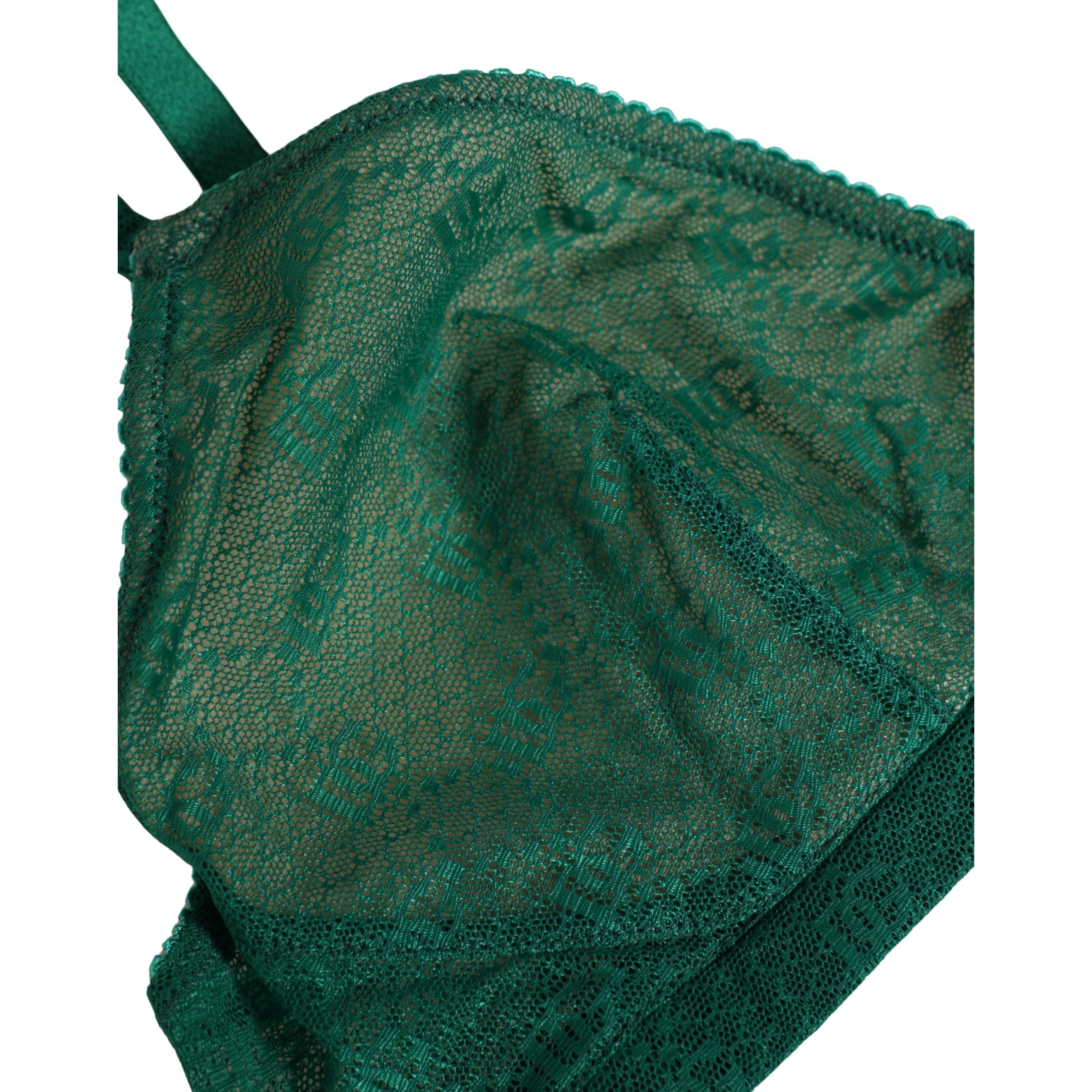 Green Nylon Stretch Soft Cup Brassiere Underwear