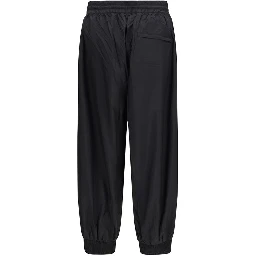 Black Nylon Casual Pants