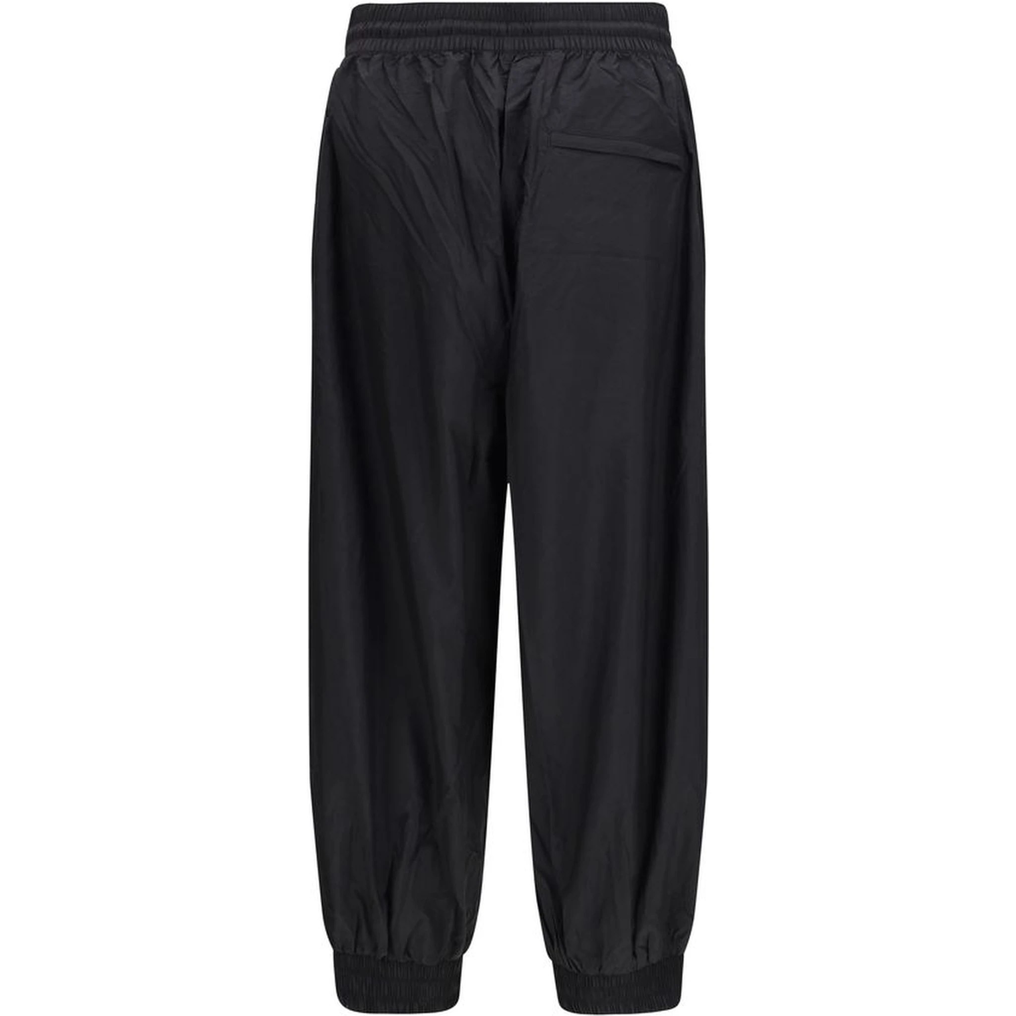 Black Nylon Casual Pants