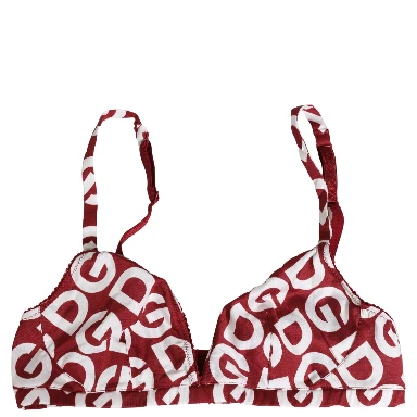 Red Logo Monogram Cotton Soft Cup Bra Underwear