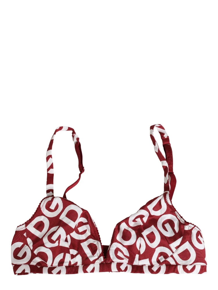 Red Logo Monogram Cotton Soft Cup Bra Underwear