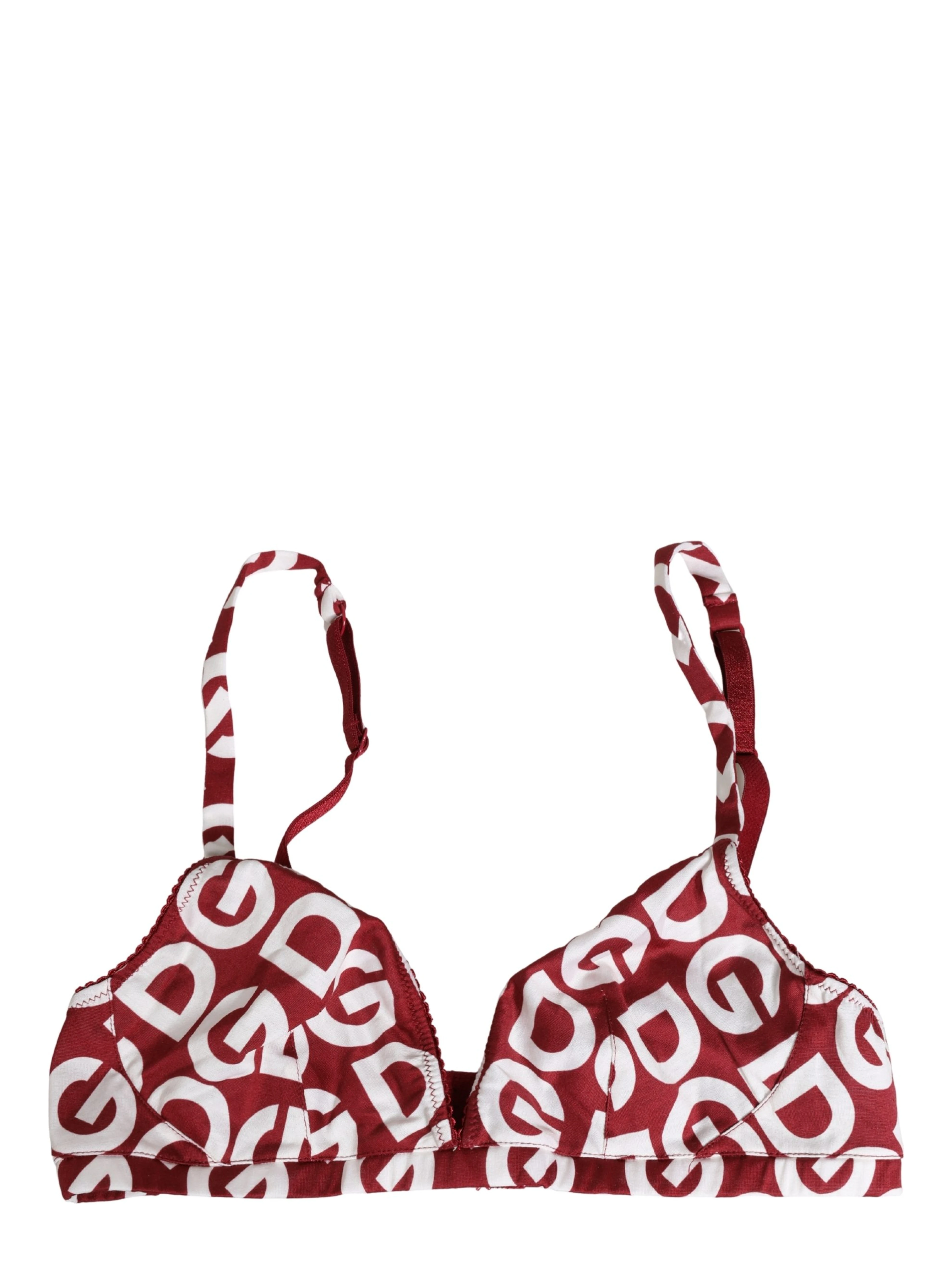 Red Logo Monogram Cotton Soft Cup Bra Underwear
