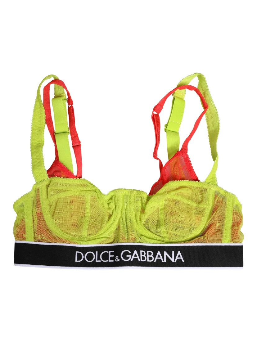 Yellow Nylon Layered Lace Balconnet Bra Underwear