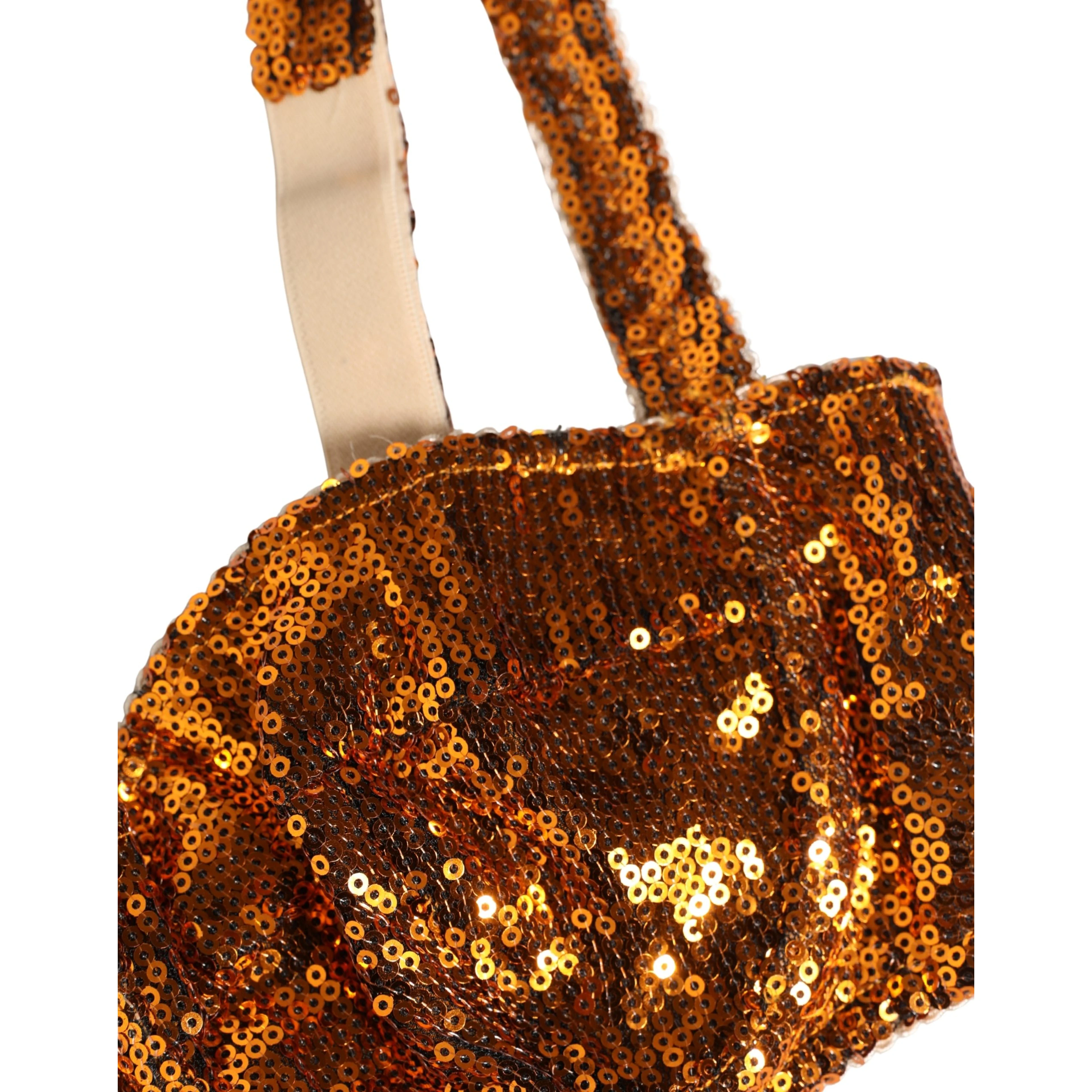 Gold Sequined Nyon Balconnet Bra Underwear