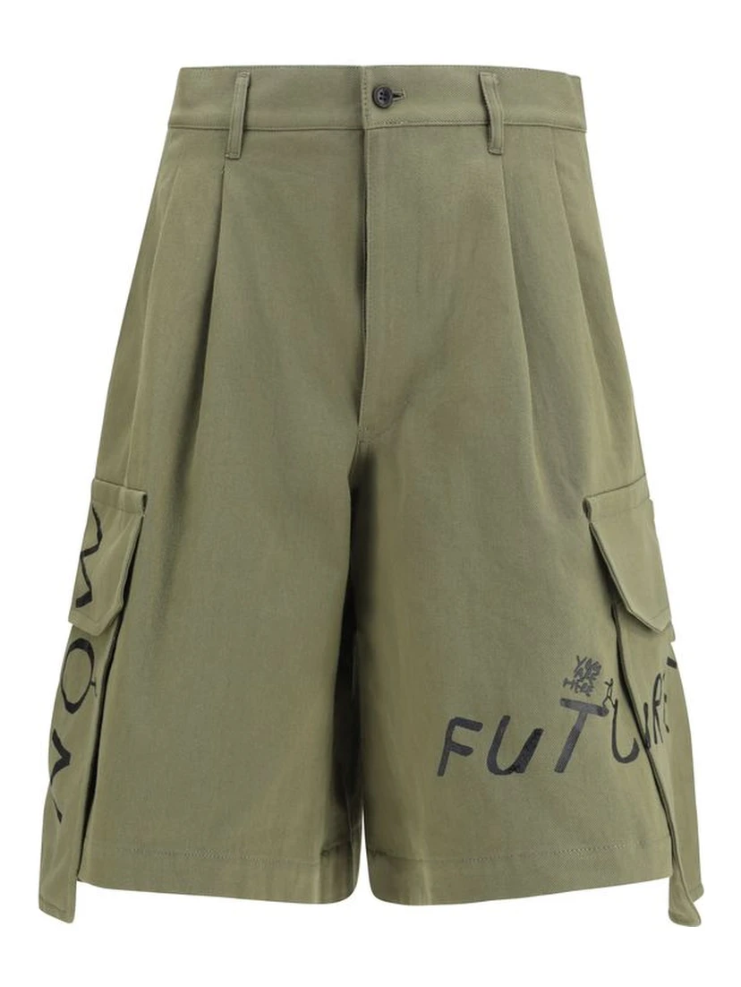Bicolor Cotton Cargo Shorts