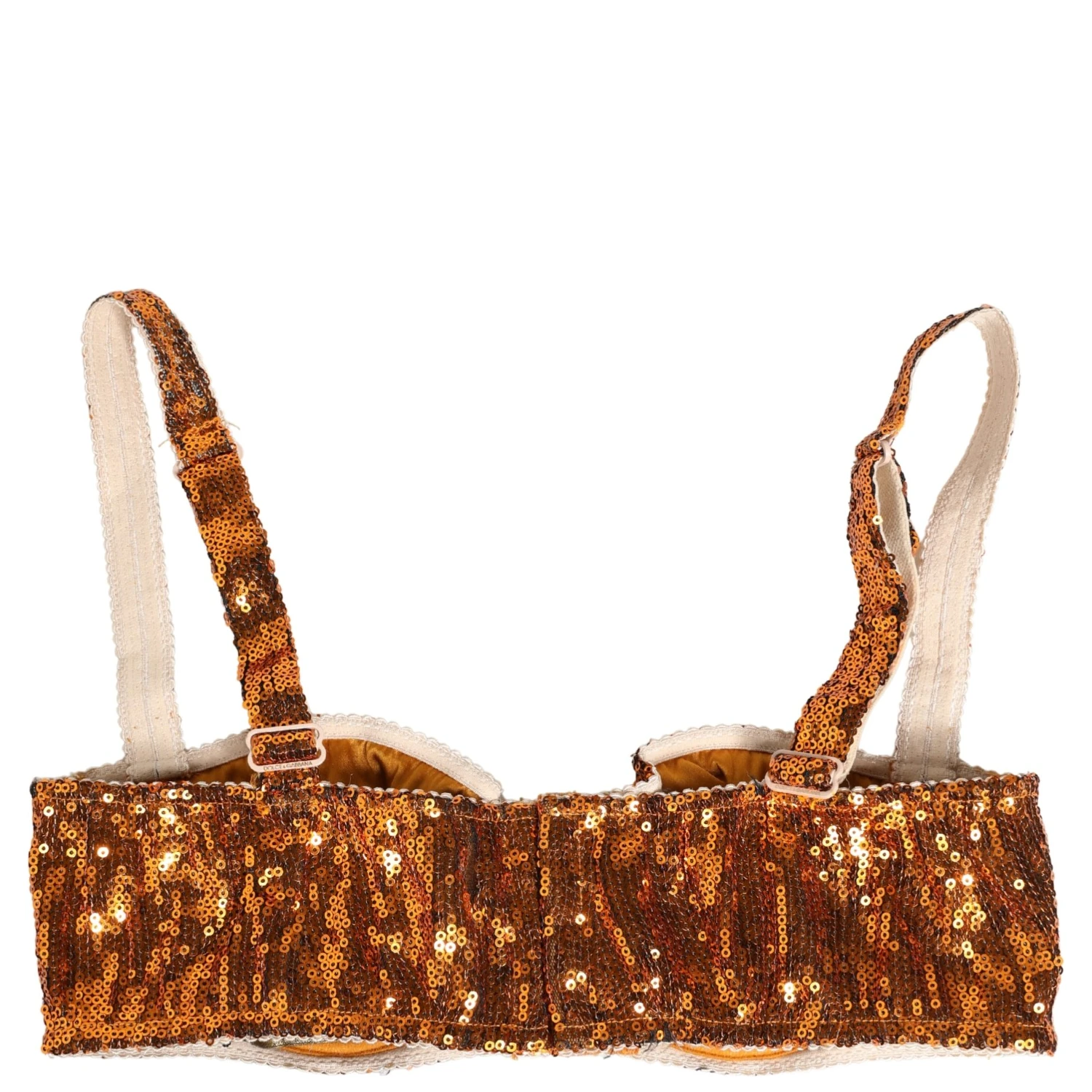 Gold Sequined Nyon Balconnet Bra Underwear
