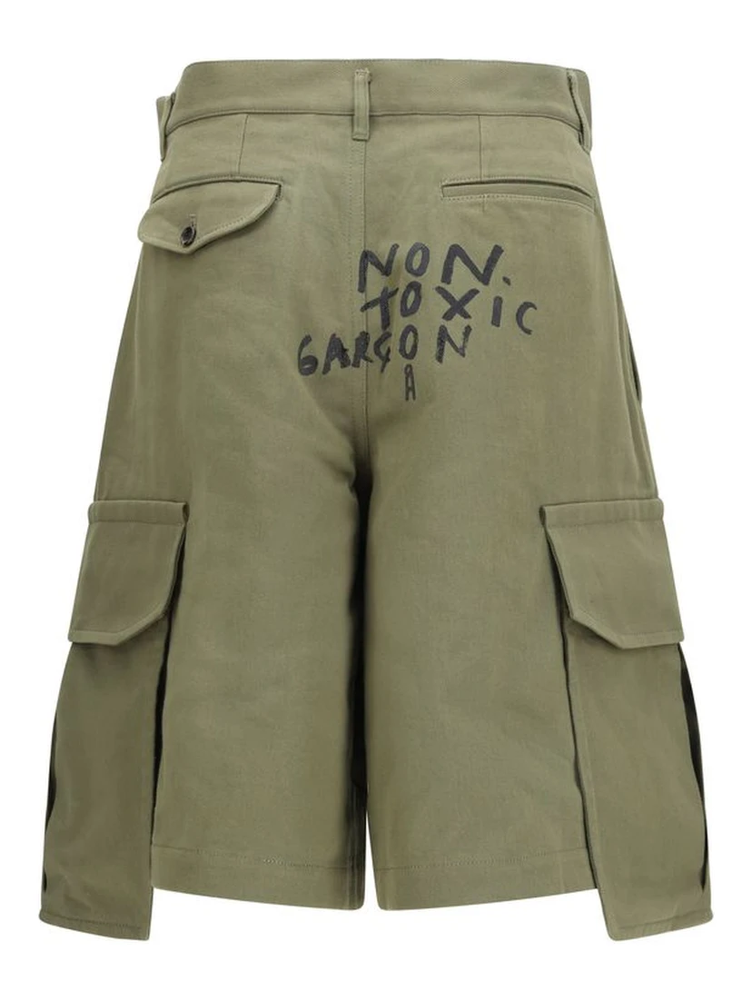 Bicolor Cotton Cargo Shorts