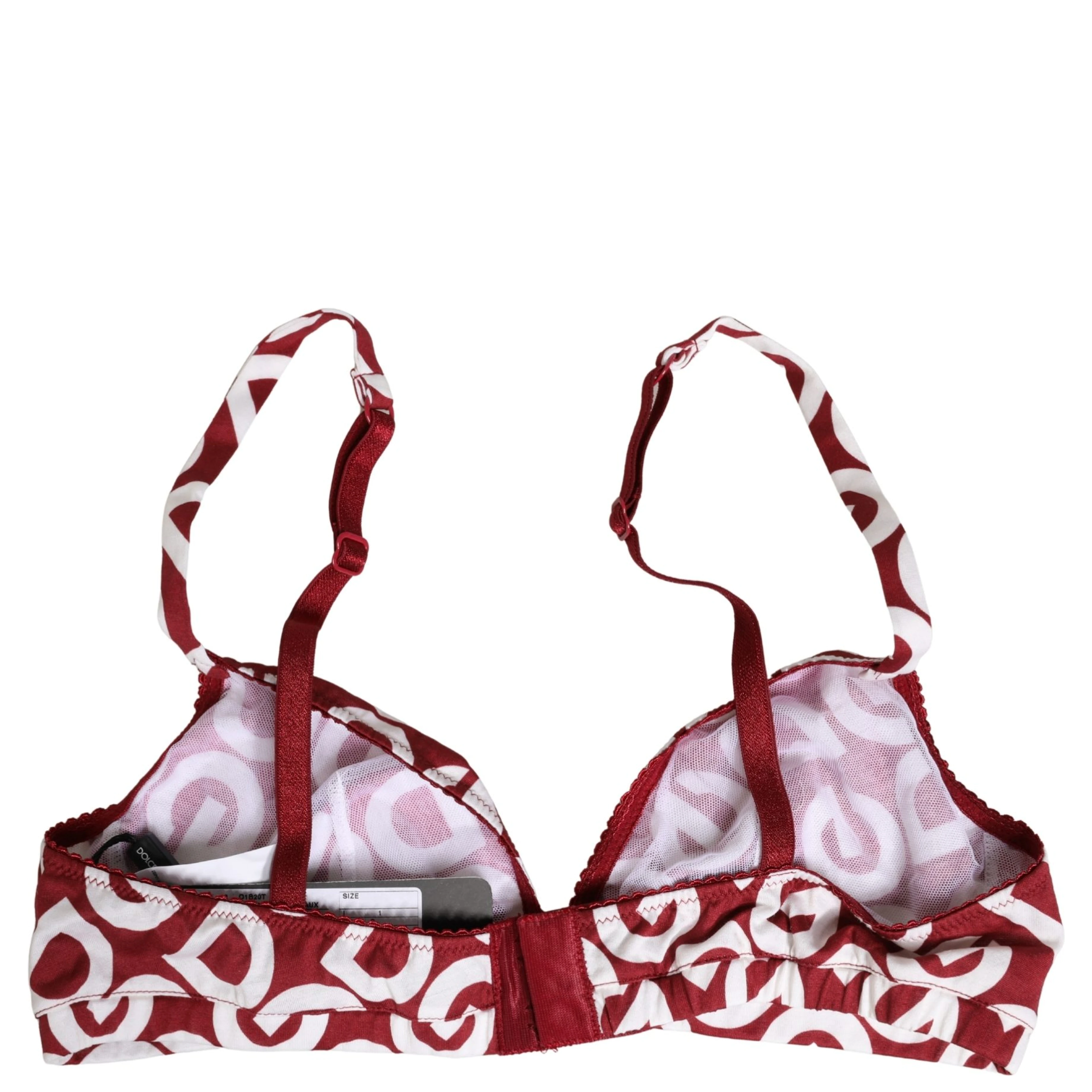 Red Logo Monogram Cotton Soft Cup Bra Underwear