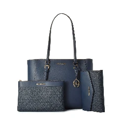 Blue Leather Tote Bag