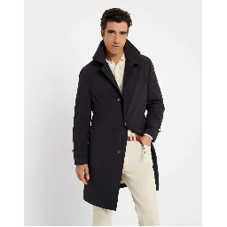 Blue Polyester Trench Coat