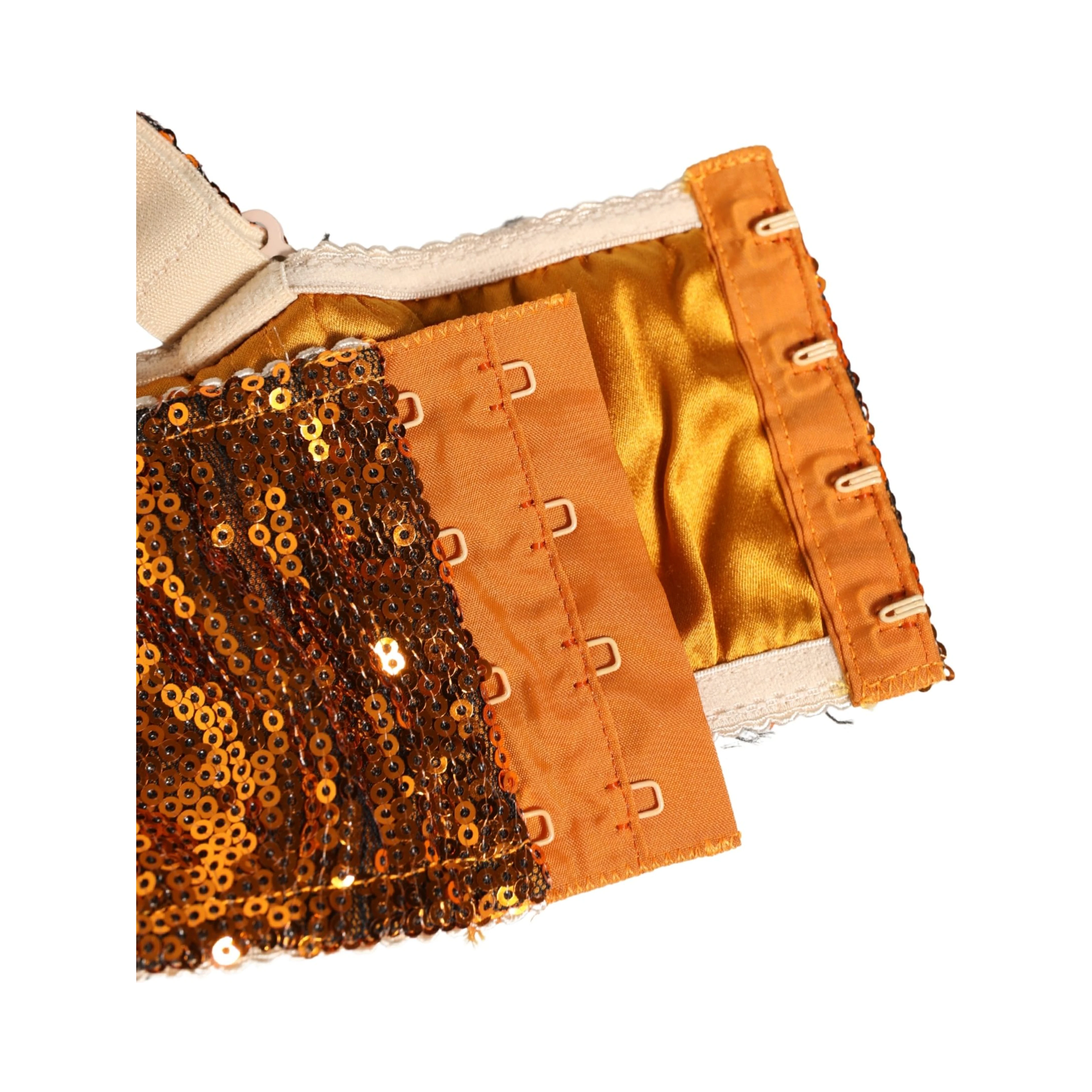 Gold Sequined Nyon Balconnet Bra Underwear