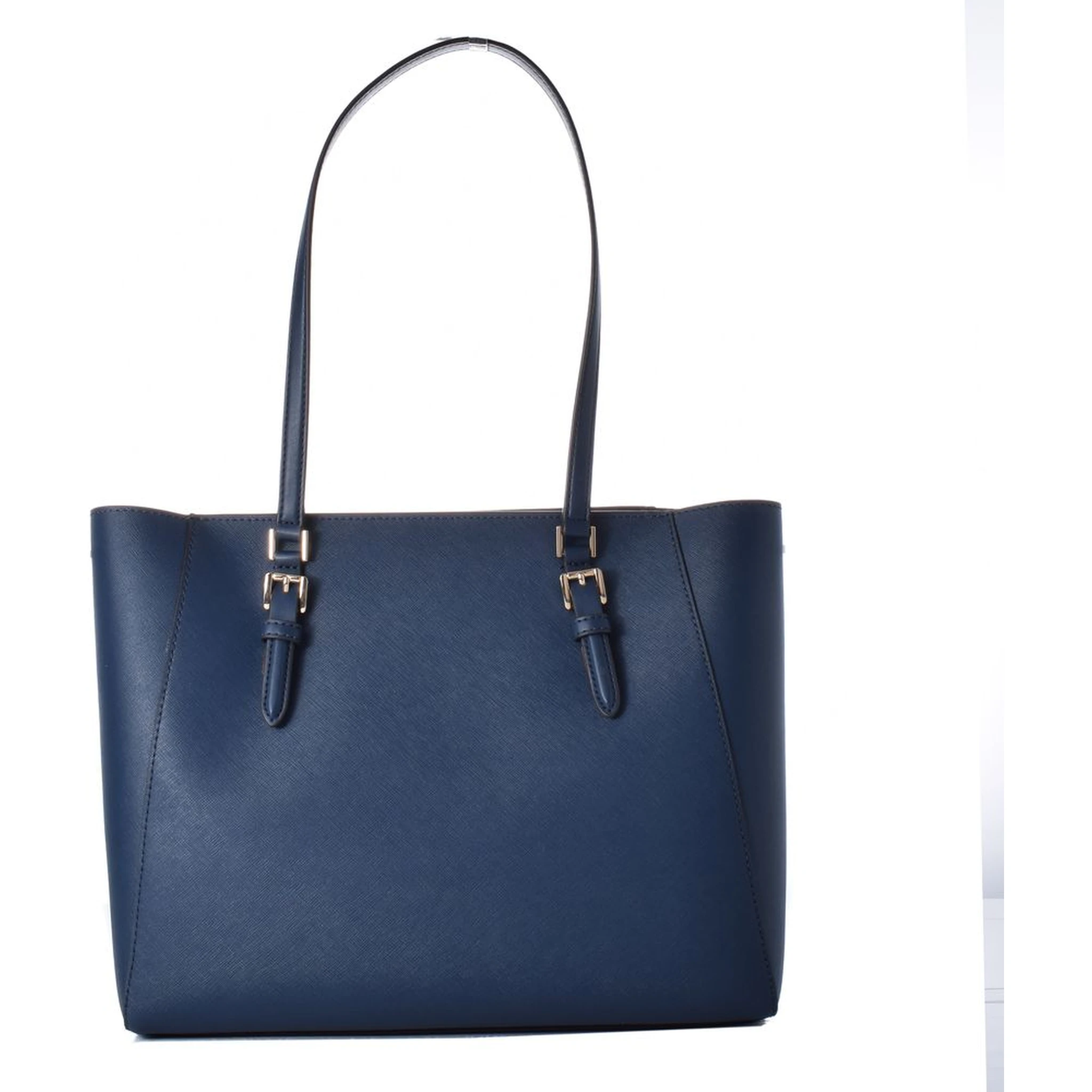Blue Leather Tote Bag