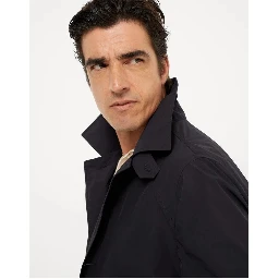 Blue Polyester Trench Coat