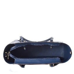 Blue Leather Tote Bag