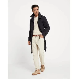 Blue Polyester Trench Coat