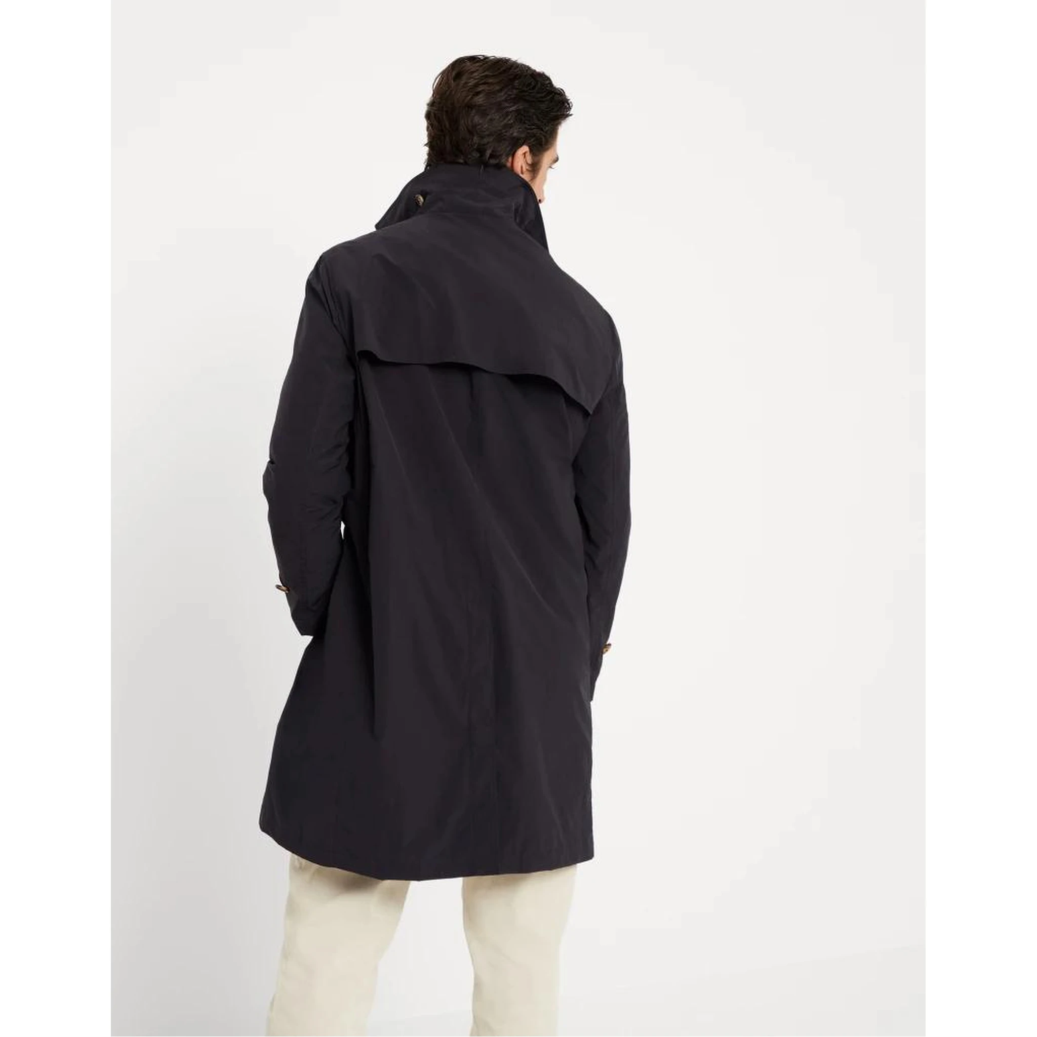 Blue Polyester Trench Coat