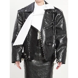 Hammered leather biker jacket