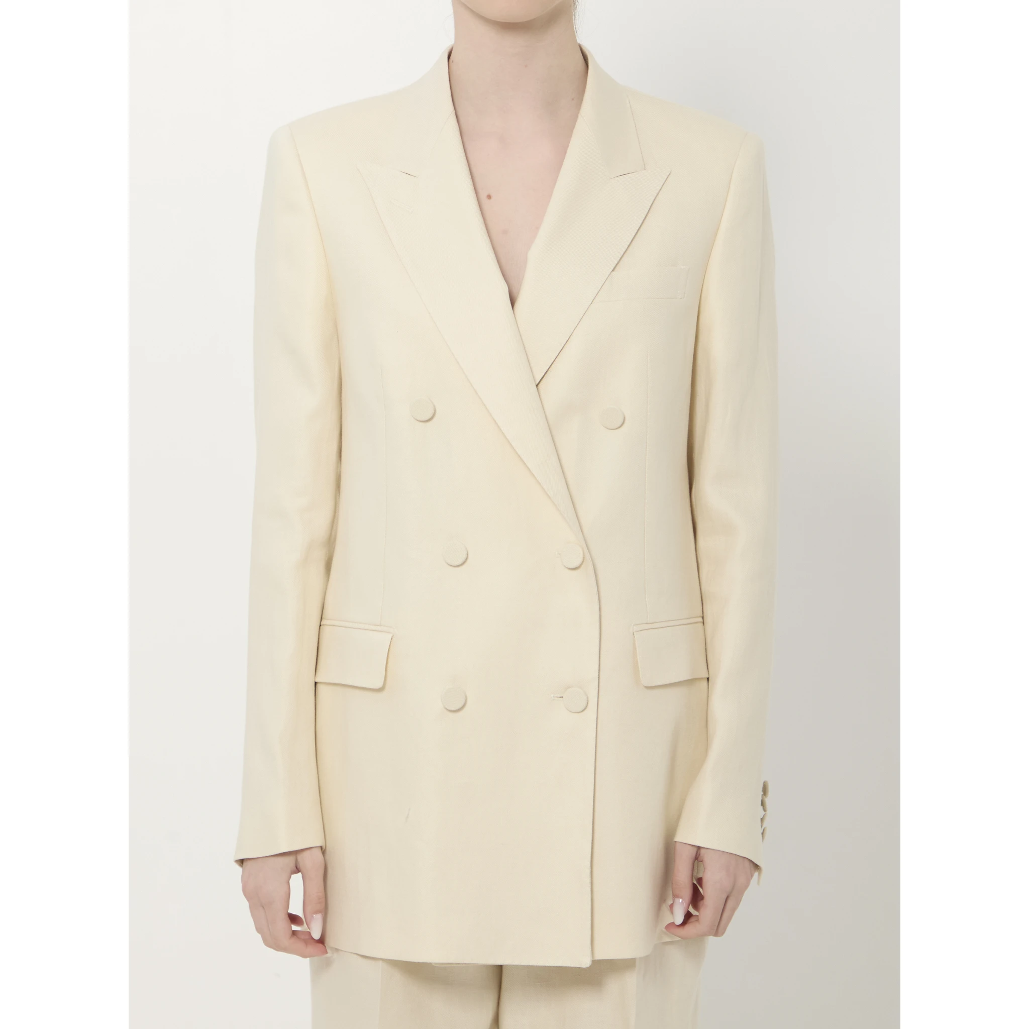 Double-breasted linen jacket