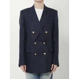 Double-breasted linen jacket