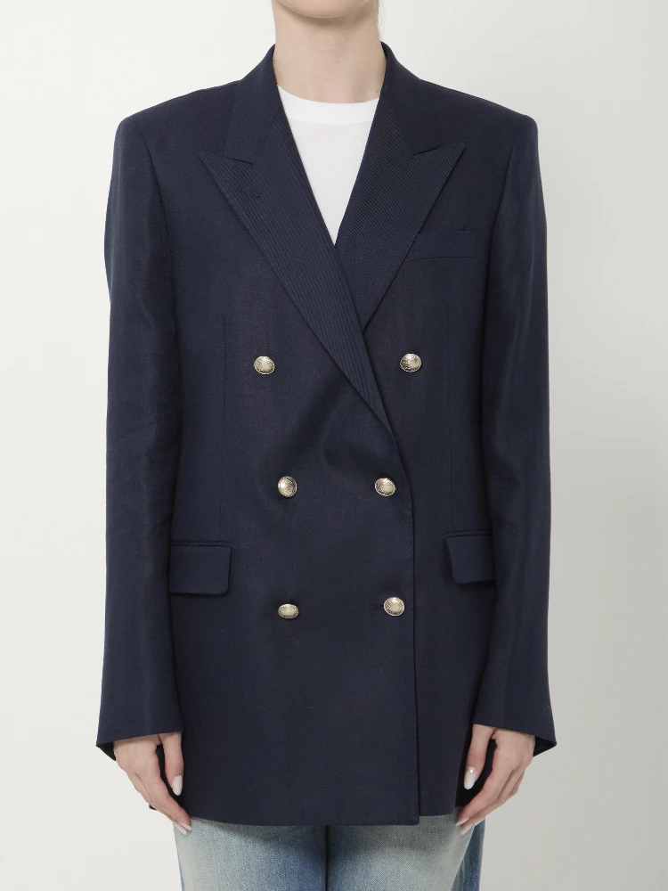 Double-breasted linen jacket