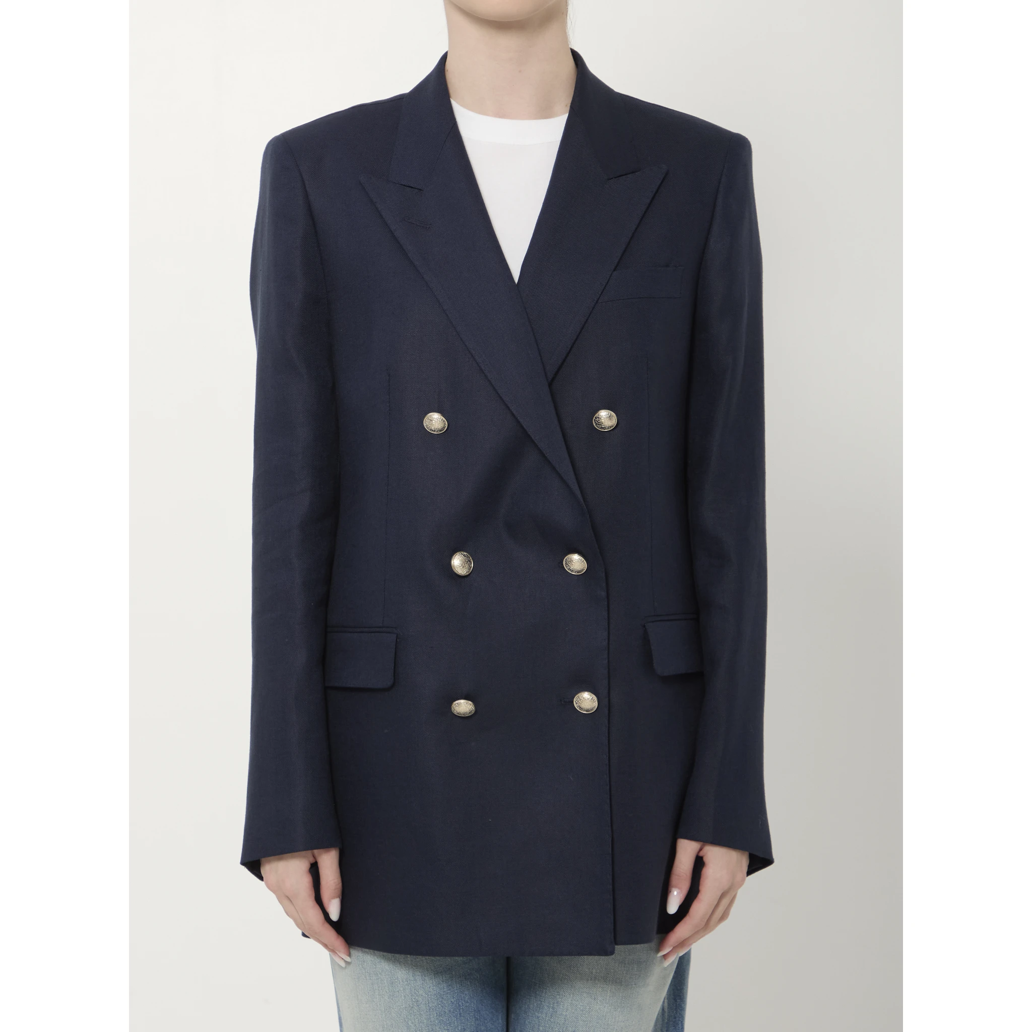 Double-breasted linen jacket