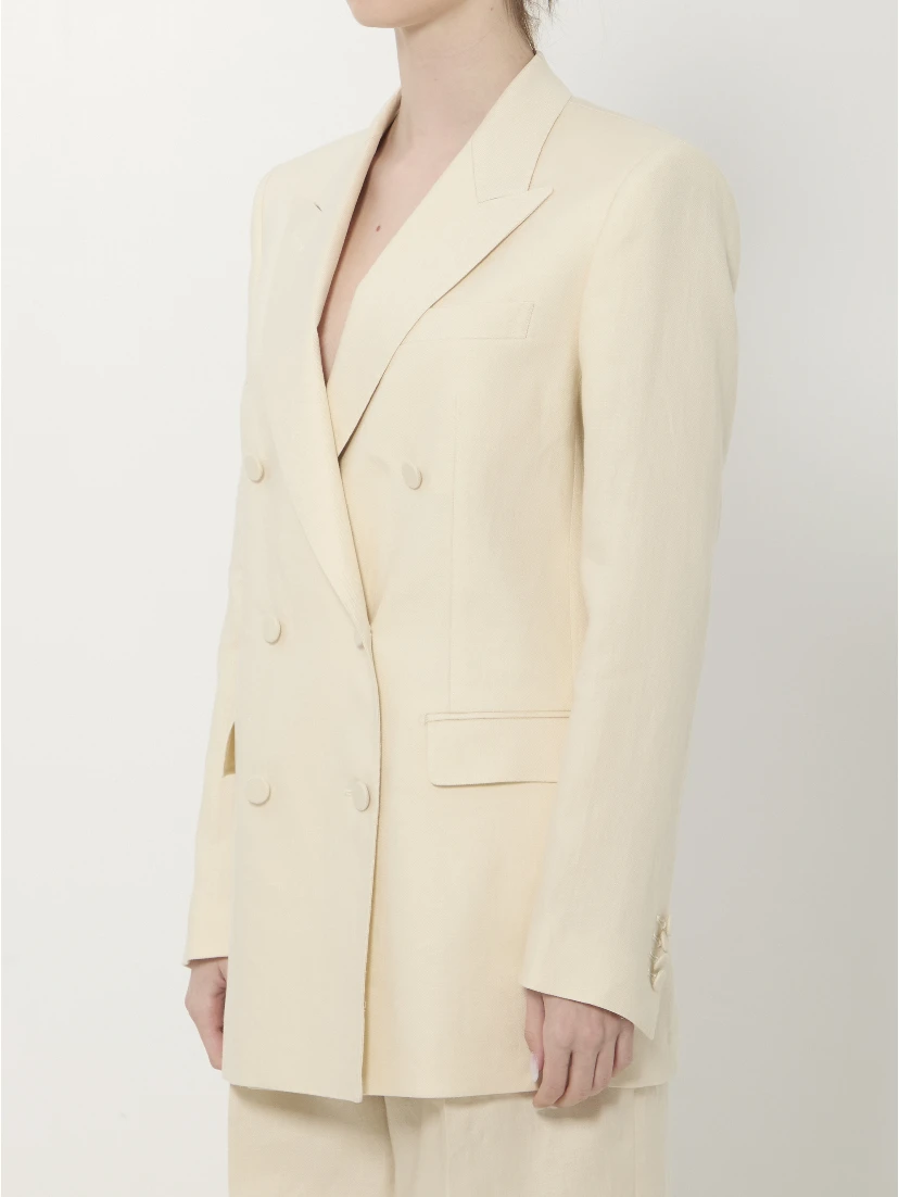 Double-breasted linen jacket