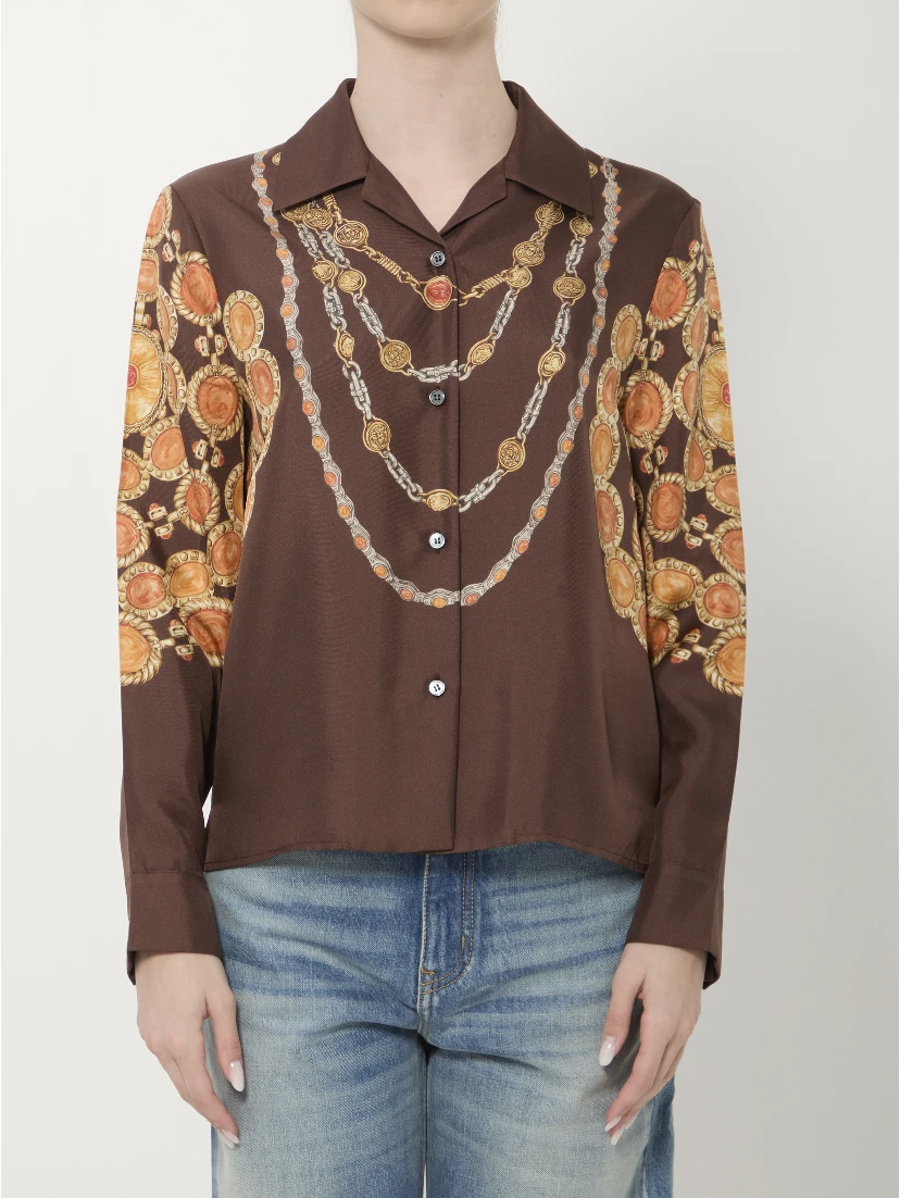 Printed silk twill shirt