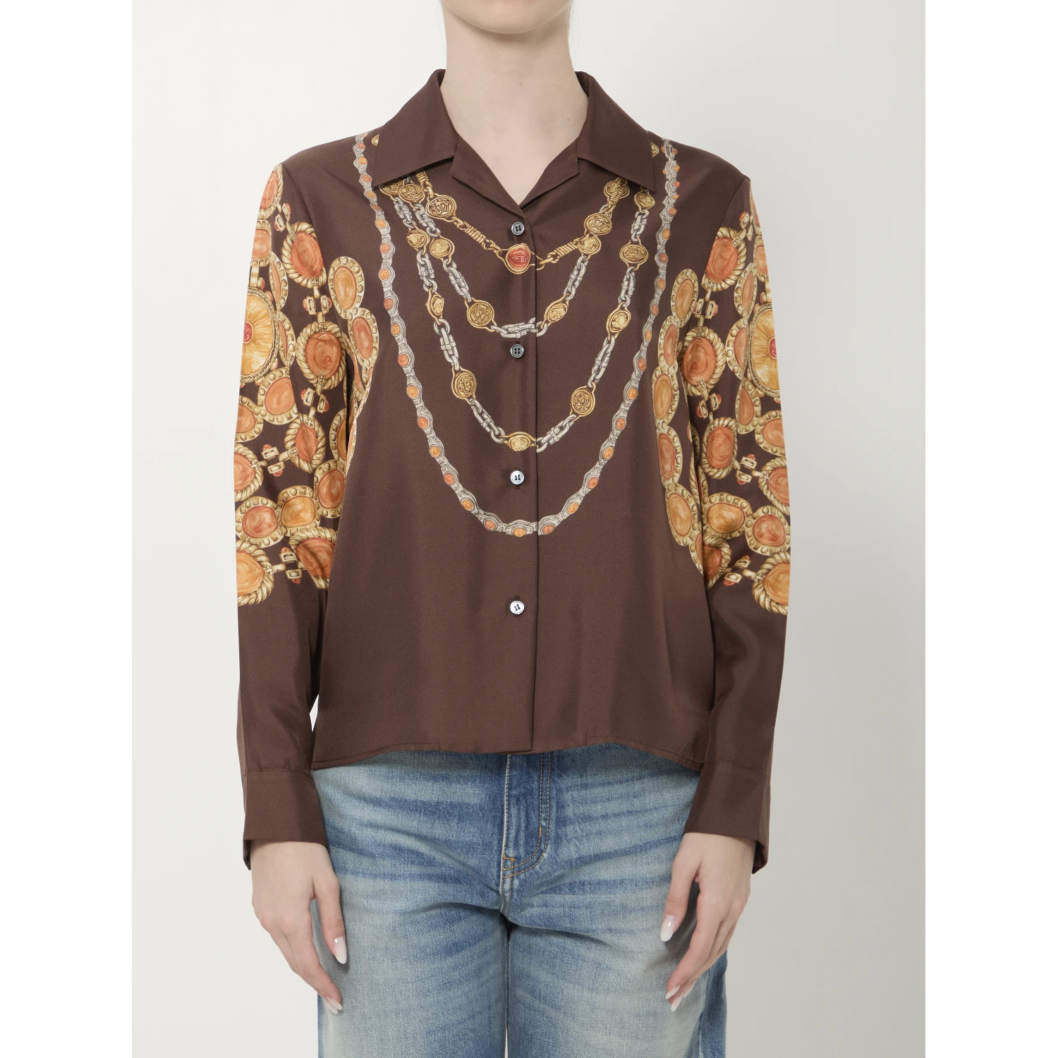 Printed silk twill shirt