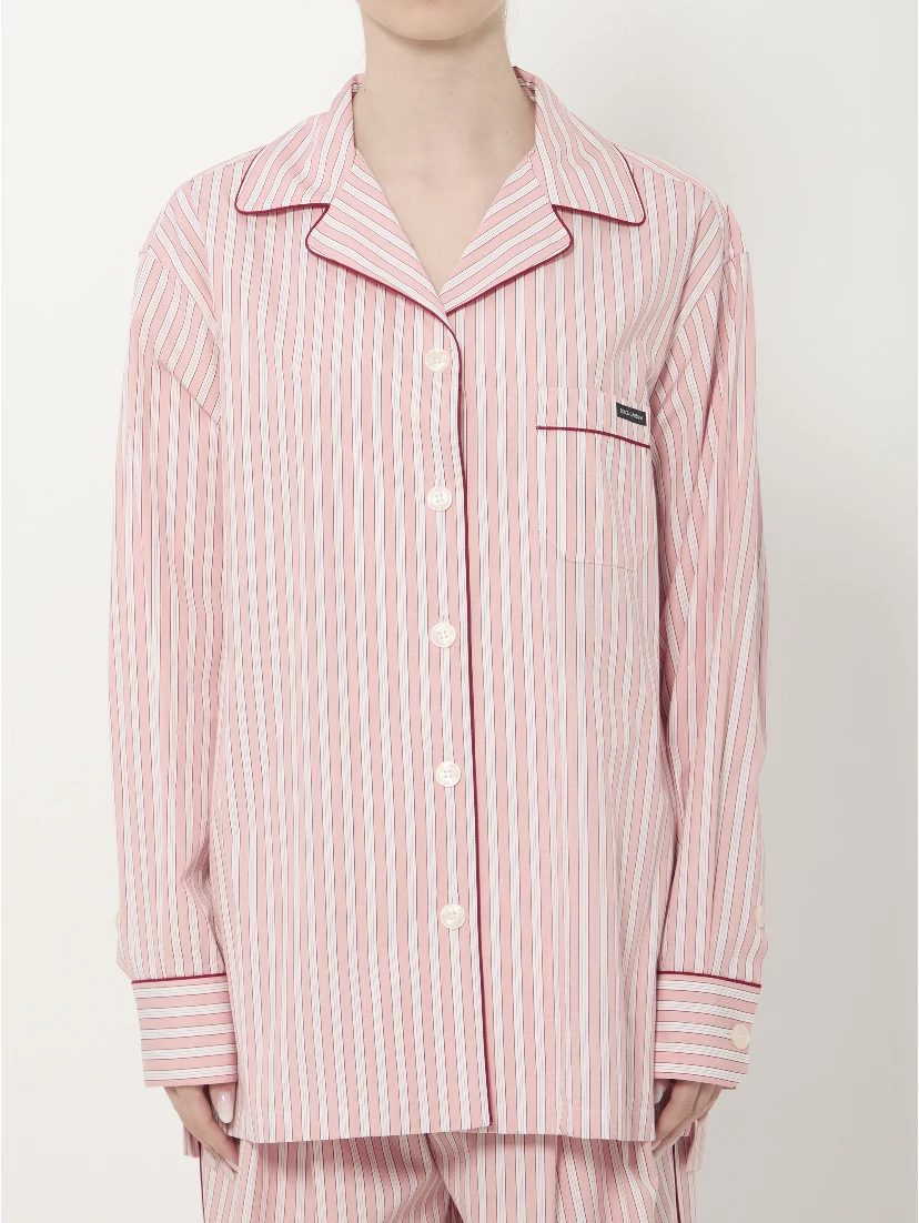 Striped poplin shirt