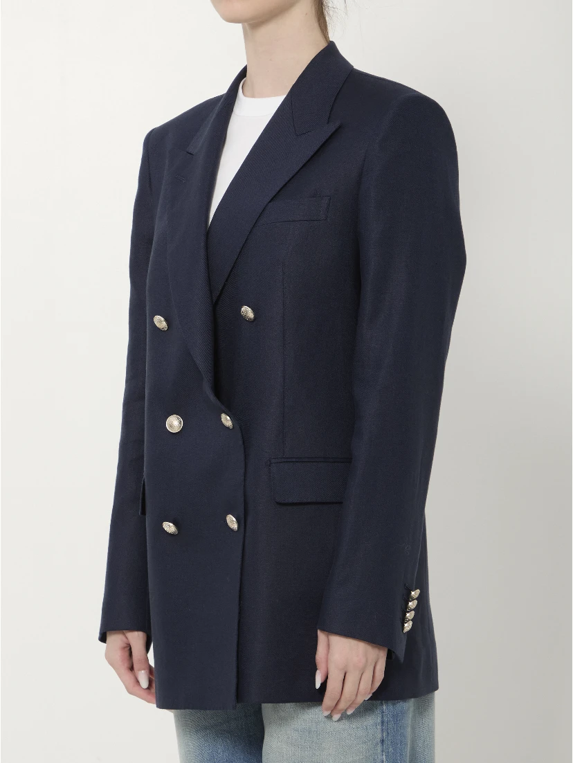 Double-breasted linen jacket