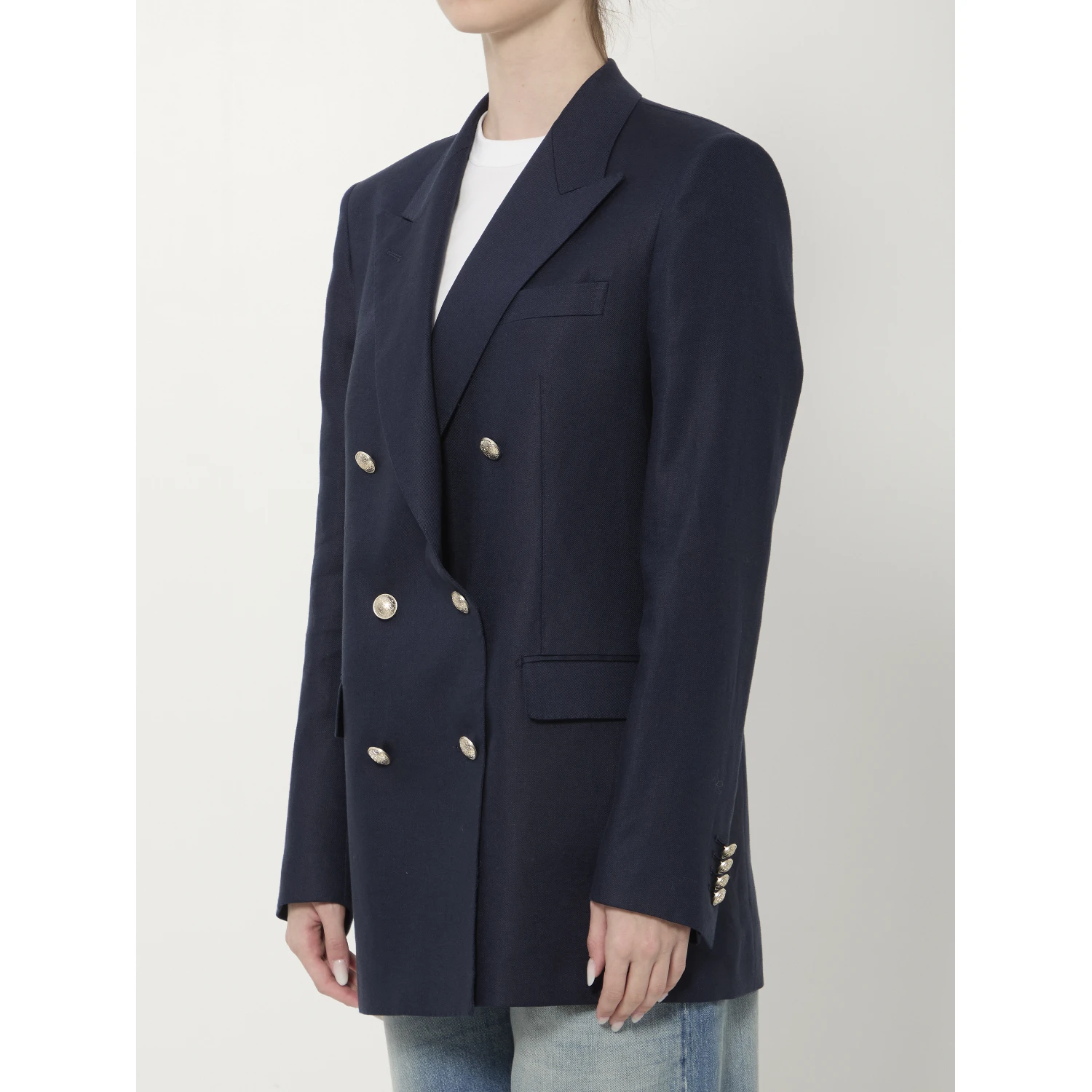 Double-breasted linen jacket