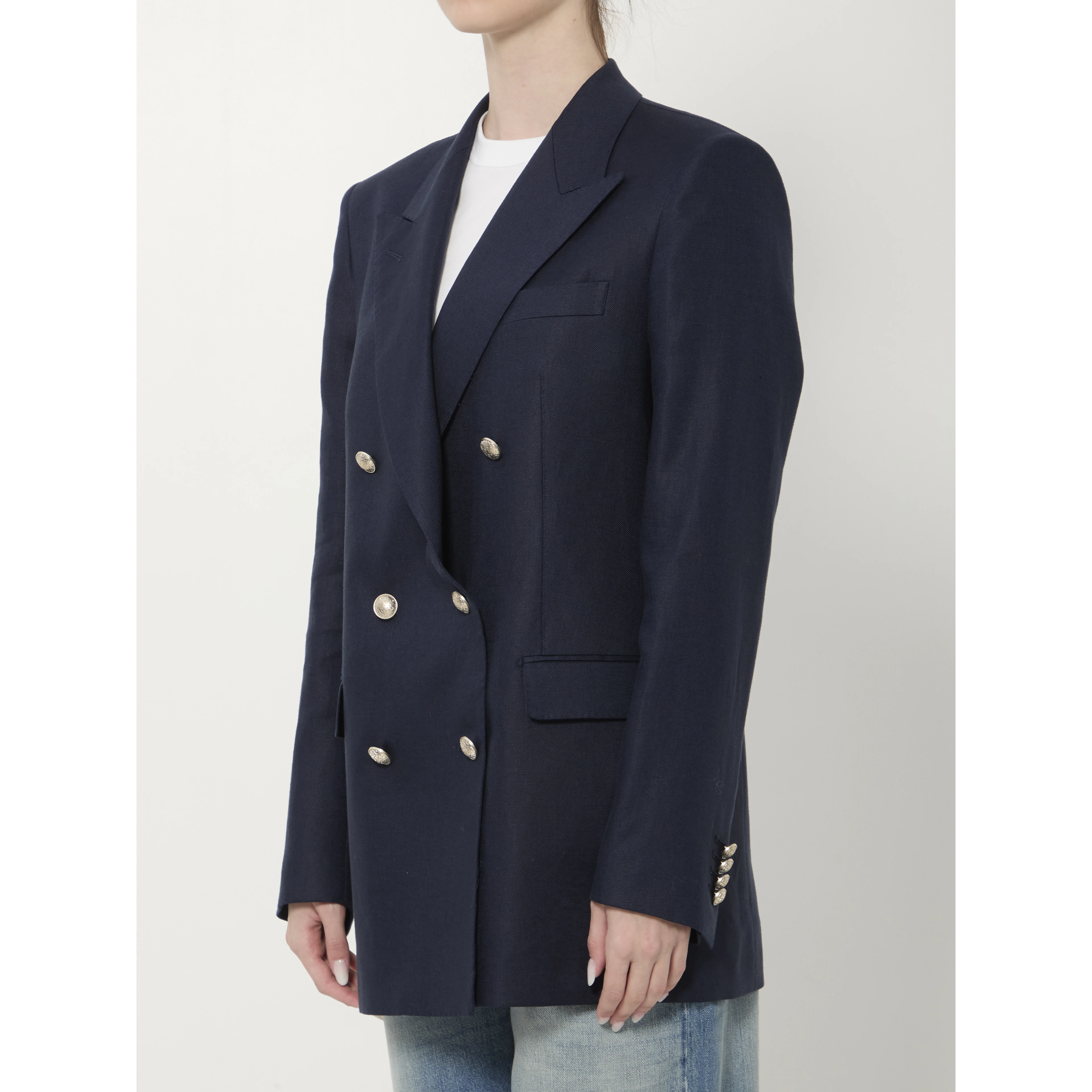 Double-breasted linen jacket