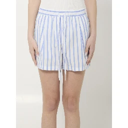 Striped poplin shorts