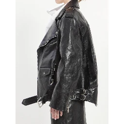Hammered leather biker jacket
