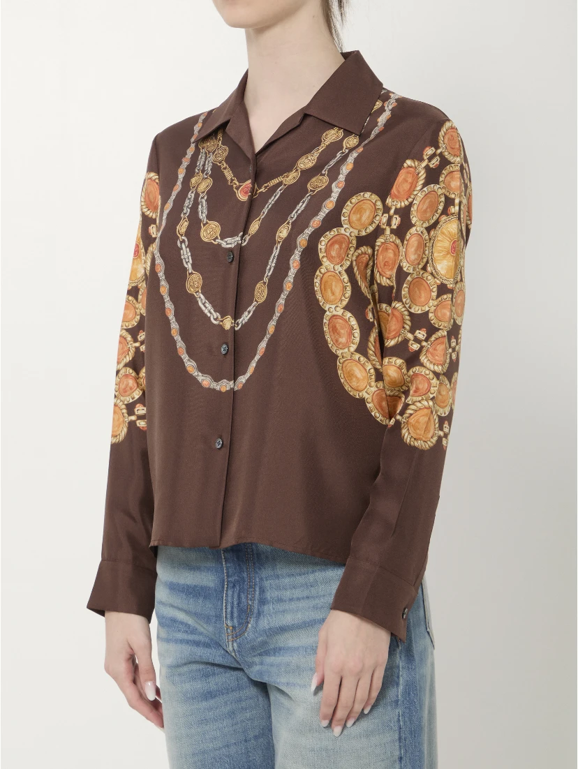 Printed silk twill shirt