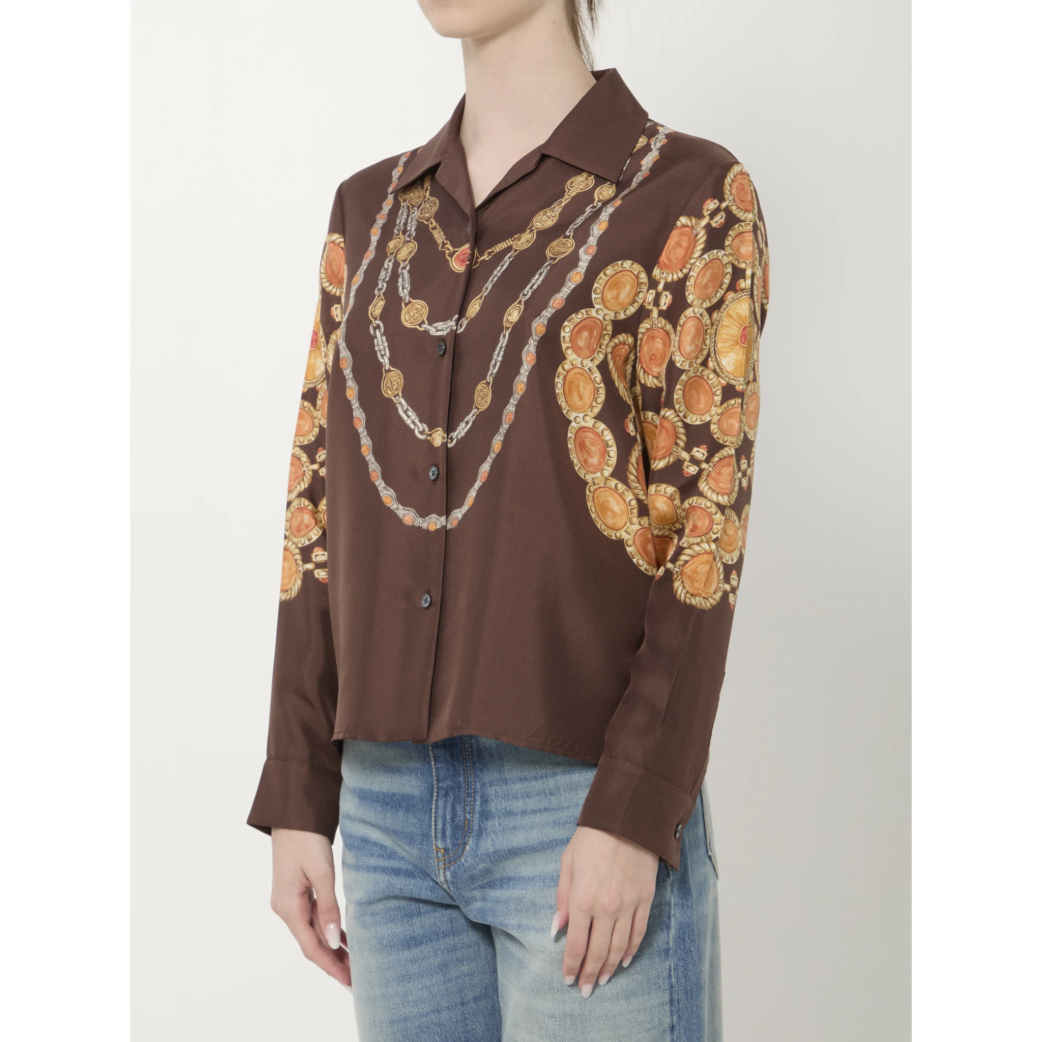 Printed silk twill shirt