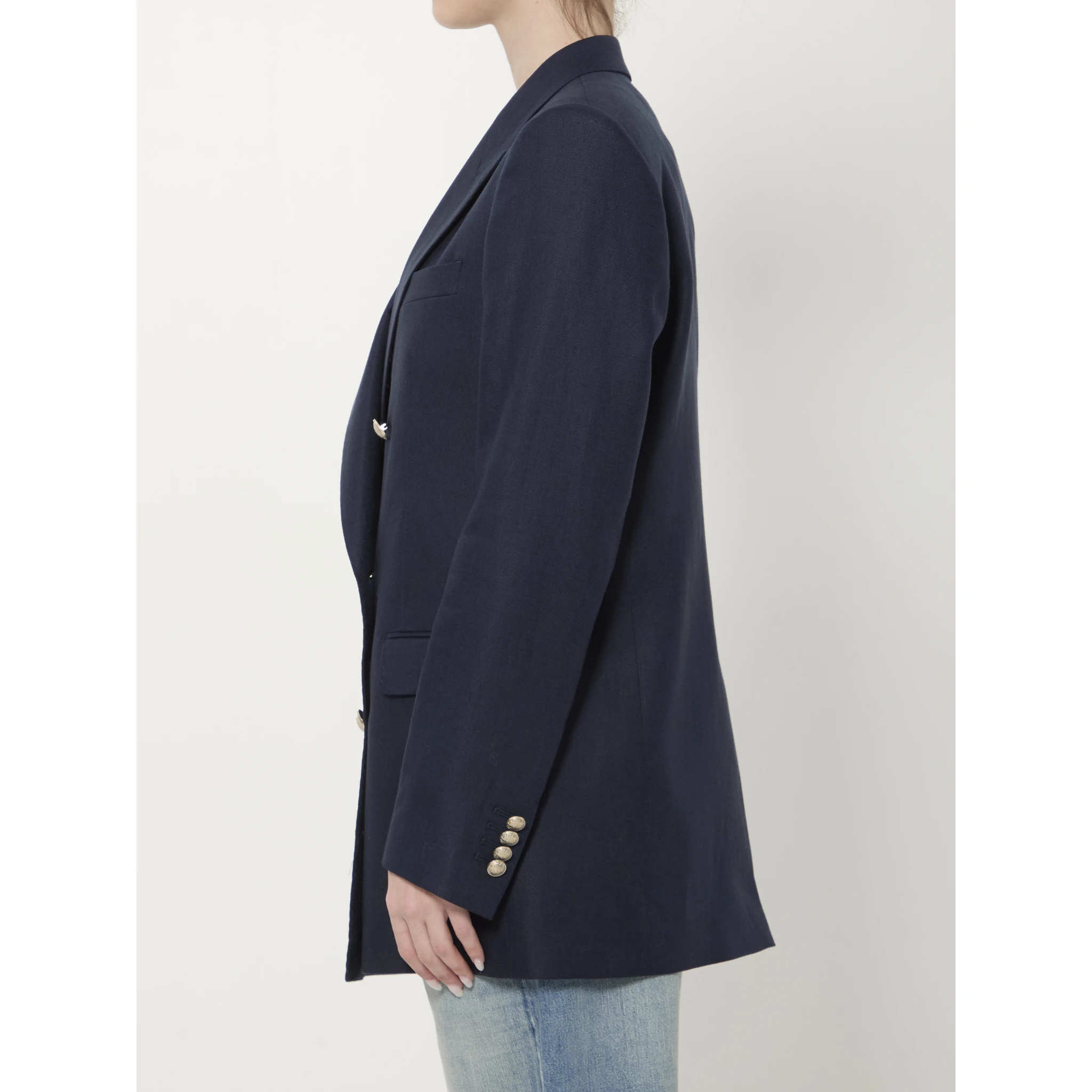 Double-breasted linen jacket
