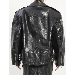 Hammered leather biker jacket