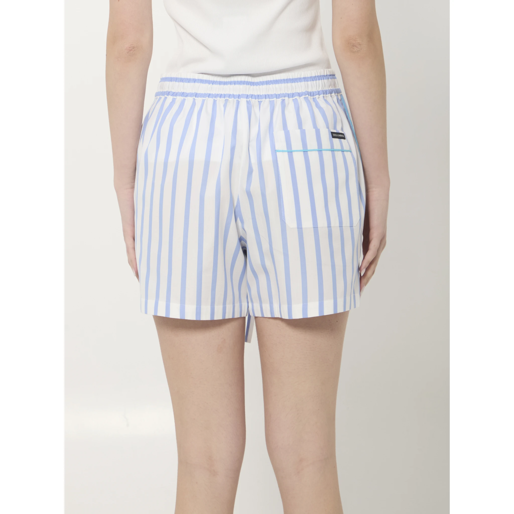 Striped poplin shorts